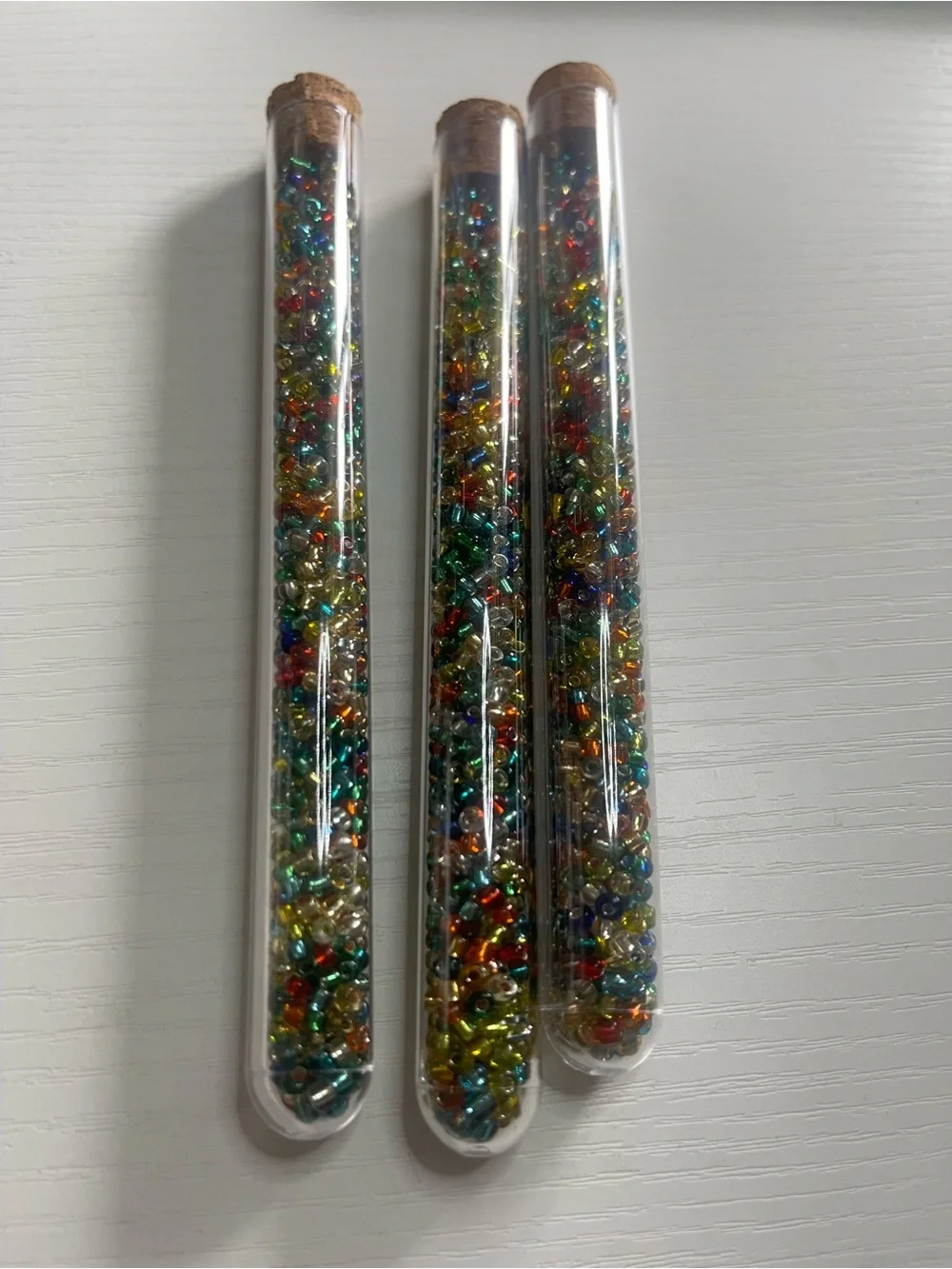 3 tubes Multicolor Seed Beads in 6 Inch Tubes -